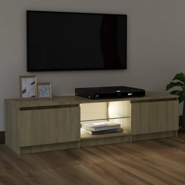 Comodă TV cu lumini LED, stejar sonoma, 120x30x35,5 cm - Img 8