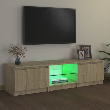 Comodă TV cu lumini LED, stejar sonoma, 140x40x35,5 cm - Img 7