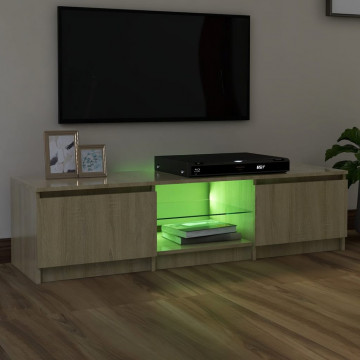 Comodă TV cu lumini LED, stejar sonoma, 140x40x35,5 cm - Img 7