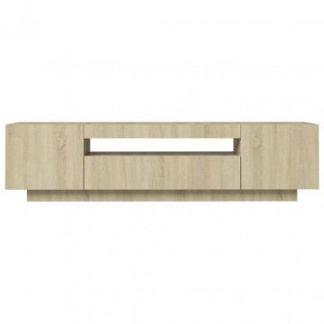 Comodă TV cu lumini LED, stejar sonoma, 160x35x40 cm - Img 7