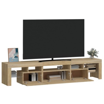 Comodă TV cu lumini LED, stejar sonoma, 200x36,5x40 cm - Img 5