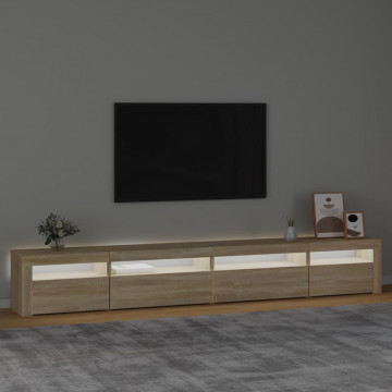 Comodă TV cu lumini LED, stejar sonoma, 270x35x40 cm - Img 3