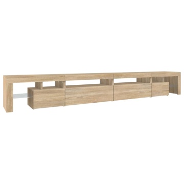 Comodă TV cu lumini LED, stejar sonoma, 290x36,5x40 cm - Img 6