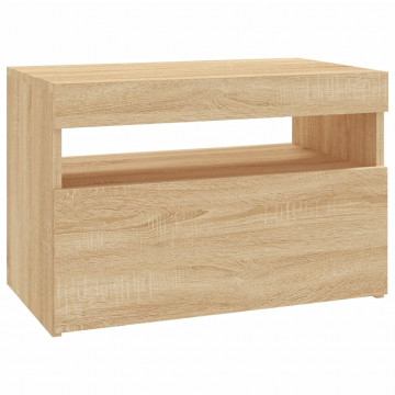 Comodă TV cu lumini LED, stejar Sonoma, 60x35x40 cm - Img 3