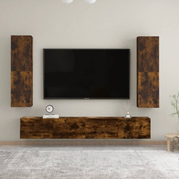 Comodă TV cu montaj pe perete, stejar fumuriu, 30,5x30x110 cm - Img 5