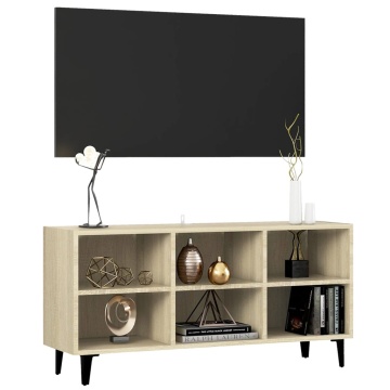 Comodă TV cu picioare metalice, stejar sonoma, 103,5x30x50 cm - Img 3