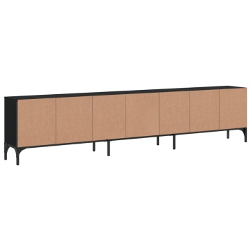 Comodă TV cu sertar, negru, 200x25x44 cm, lemn prelucrat - Img 7