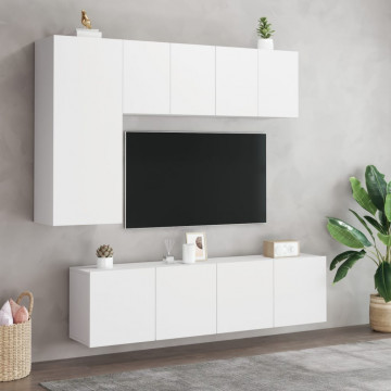 Comodă TV de perete, 2 buc. alb, 60x30x41 cm - Img 3