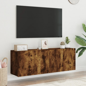 Comodă TV de perete, 2 buc. stejar fumuriu, 60x30x41 cm - Img 4