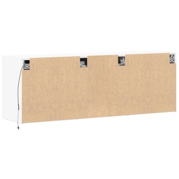 Comodă TV de perete cu lumini LED, alb, 130x31x45 cm - Img 7
