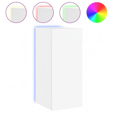 Comodă TV de perete cu lumini LED, alb, 30,5x35x70 cm - Img 2