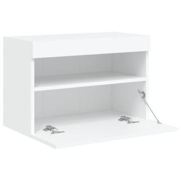 Comodă TV de perete cu lumini LED, alb, 60x30x40 cm - Img 7