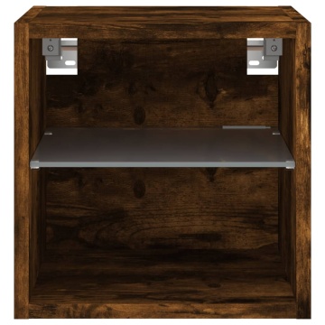 Comodă TV de perete cu lumini LED, stejar fumuriu 30x28,5x30 cm - Img 7
