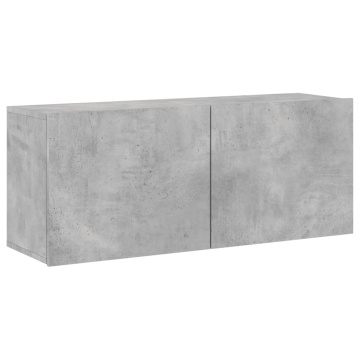 Comodă TV de perete, gri beton, 100x30x41 cm - Img 2