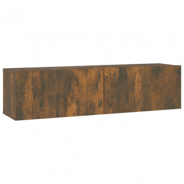Comodă TV de perete stejar afumat 120x30x30 cm lemn compozit - Img 2