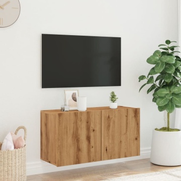 Comodă TV de perete, stejar artizanal, 80x30x41 cm - Img 3