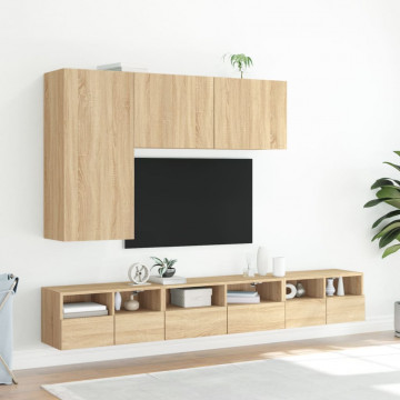 Comodă TV de perete, stejar sonoma, 60x30x30 cm, lemn prelucrat - Img 4