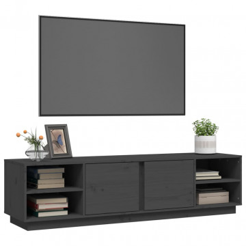 Comodă TV, gri, 156x40x40 cm, lemn masiv de pin - Img 4