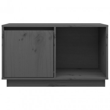 Comodă TV, gri, 74x35x44 cm, lemn masiv de pin - Img 3