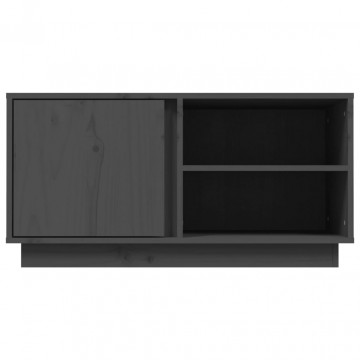 Comodă TV, gri, 80x35x40,5 cm, lemn masiv de pin - Img 5