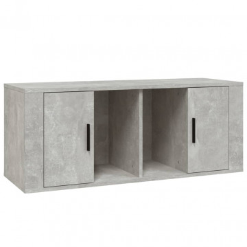 Comodă TV, gri beton, 100x35x40 cm, lemn prelucrat - Img 2