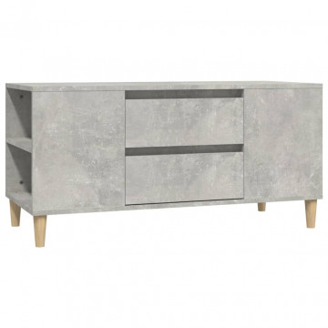 Comodă TV, gri beton, 102x44,5x50 cm, lemn prelucrat - Img 2
