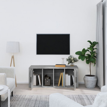 Comodă TV, gri sonoma, 100x35x40 cm, lemn prelucrat - Img 3