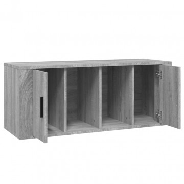 Comodă TV, gri sonoma, 100x35x40 cm, lemn prelucrat - Img 6