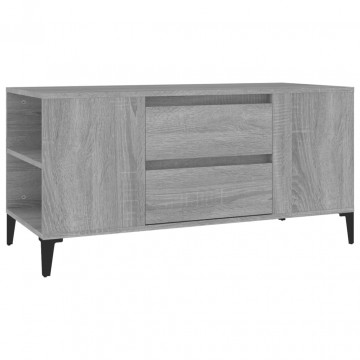 Comodă TV, gri sonoma, 102x44,5x50 cm, lemn prelucrat - Img 2