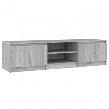 Comodă TV, gri sonoma, 140x40x35,5 cm, lemn prelucrat - Img 2