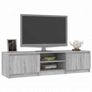 Comodă TV, gri sonoma, 140x40x35,5 cm, lemn prelucrat - Img 5