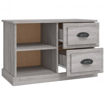 Comodă TV, gri sonoma, 73x35,5x47,5 cm, lemn prelucrat - Img 6