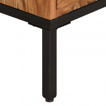 Comodă TV, maro miere & gri, 110x30x50 cm, lemn masiv de acacia - Img 6