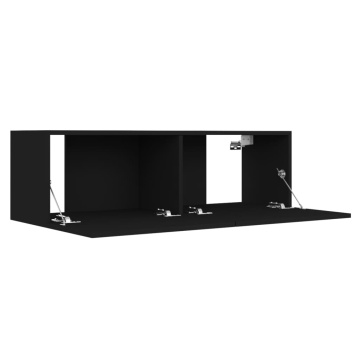 Comodă TV, negru, 100 x 30 x 30 cm, lemn prelucrat - Img 8