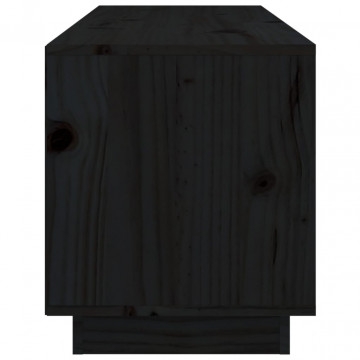 Comodă TV, negru, 105x34x40 cm, lemn masiv de pin - Img 7