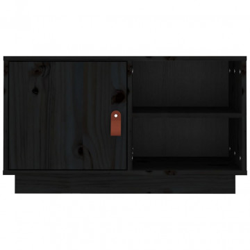 Comodă TV, negru, 70x34x40 cm, lemn masiv de pin - Img 5