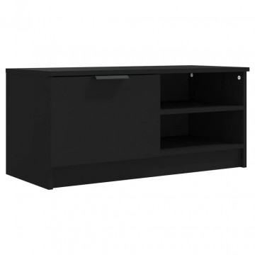 Comodă TV, negru, 80x35x36,5 cm, lemn prelucrat - Img 2