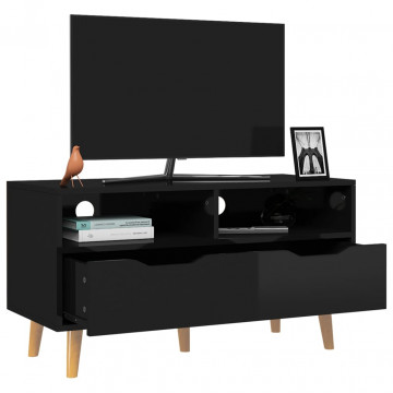 Comodă TV, negru extralucios, 90x40x48,5 cm, PAL - Img 3