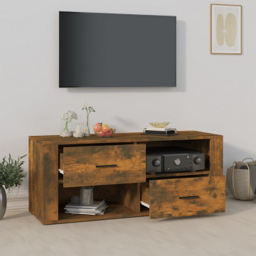 Comodă TV, stejar fumuriu, 100x35x40 cm, lemn prelucrat - Img 3