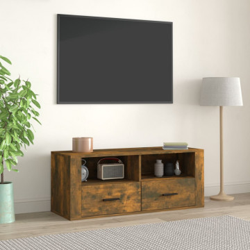 Comodă TV, stejar fumuriu, 100x35x40 cm, lemn prelucrat - Img 1