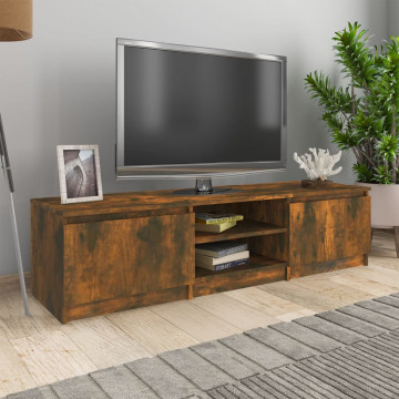 Comodă TV, stejar fumuriu, 140x40x35,5 cm, lemn prelucrat - Img 1