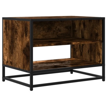 Comodă TV, stejar fumuriu, 61x40x46 cm lemn prelucrat și metal - Img 2