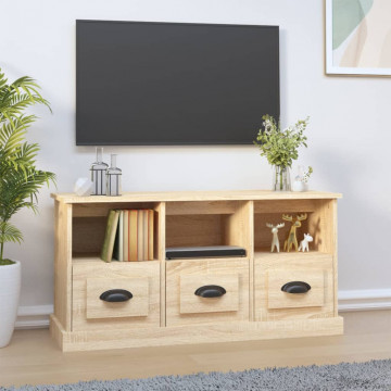 Comodă TV, stejar sonoma, 100x35x50 cm, lemn prelucrat - Img 1