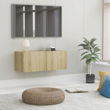 Comodă TV, stejar Sonoma, 80 x 30 x 30 cm, lemn prelucrat - Img 1