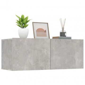 Comode TV, 2 buc., gri beton, 80x30x30 cm, lemn compozit - Img 4