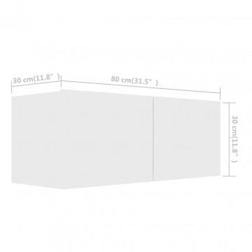 Comode TV, 4 buc., alb, 80x30x30 cm, lemn compozit - Img 6