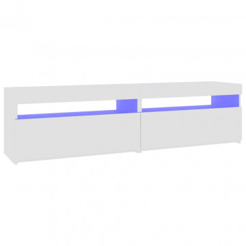 Comode TV cu lumini LED, 2 buc., alb, 75x35x40 cm - Img 6