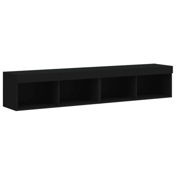 Comode TV cu lumini LED, 2 buc., negru, 60x30x30 cm - Img 6