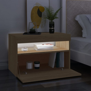 Comode TV cu lumini LED, 2 buc., stejar Sonoma, 60x35x40 cm - Img 3