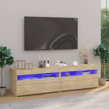Comode TV cu lumini LED, 2 buc., stejar sonoma, 75x35x40 cm - Img 1
